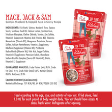 Load image into Gallery viewer, WERUVA CATS IN THE KITCHEN MACK, JACK & SAM SALMON, MACKEREL & TUNA CAT POUCH 3OZ