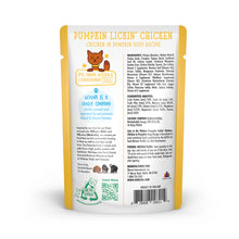 Load image into Gallery viewer, WERUVA CATS IN THE KITCHEN PUMPKIN LICKIN' CHICKEN & PUMPKIN SOUP CAT POUCH 3OZ