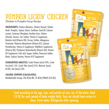 Load image into Gallery viewer, WERUVA CATS IN THE KITCHEN PUMPKIN LICKIN' CHICKEN & PUMPKIN SOUP CAT POUCH 3OZ