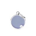 Load image into Gallery viewer, MY FAMILY HANDMADE CIRCLE LILAC SMALL TAG
