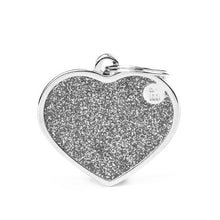 Load image into Gallery viewer, MY FAMILY GLITTER HEART GREY BIG TAG