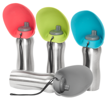 Load image into Gallery viewer, MESSY MUTTS STAINLESS STEEL TRAVEL WATER BOTTLE RED