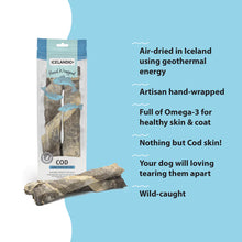 Load image into Gallery viewer, ICELANDIC COD SKIN CHEW STICK 10&quot; 2PACK
