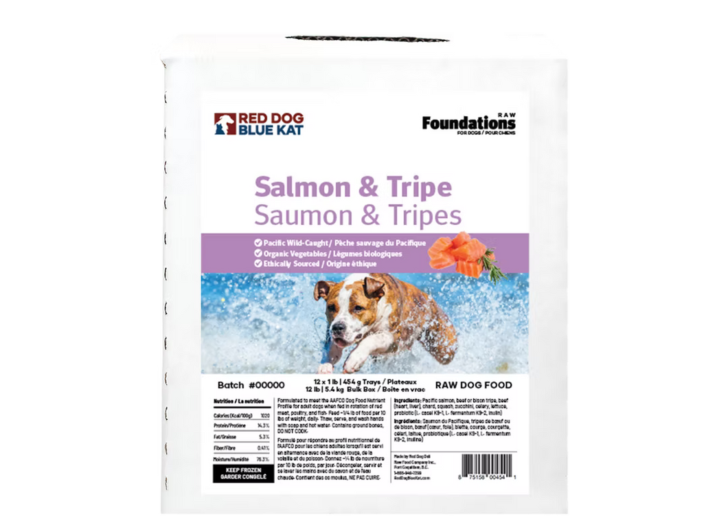 RED DOG BLUE KAT FOUNDATIONS SALMON/TRIPE DOG BULK PACK 12X1LB