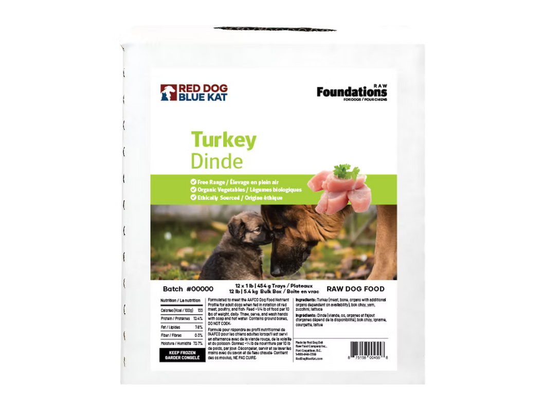 RED DOG BLUE KAT FOUNDATIONS TURKEY DOG BULK PACK 12X1LB