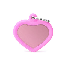 Load image into Gallery viewer, MY FAMILY ALUMINUM HEART PINK/PINK RUBBER TAG
