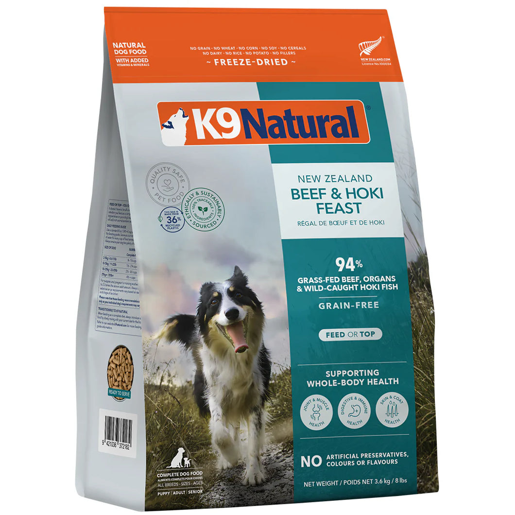 K9 NATURAL FREEZE DRIED HOKI & BEEF 3.6KG
