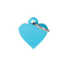 Load image into Gallery viewer, MY FAMILY ALUMINUM HEART LIGHT BLUE SMALL TAG

