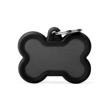 Load image into Gallery viewer, MY FAMILY ALUMINUM BONE BLACK/BLACK RUBBER LARGE TAG

