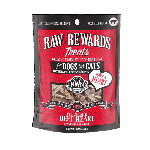 NORTHWEST NATURALS RAW REWARDS FREEZE-DRIED BEEF HEARTS 3OZ