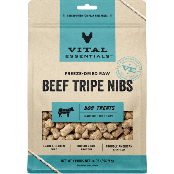 VITAL ESSENTIALS DOG FREEZE DRIED BEEF TRIPE NIBS 14OZ