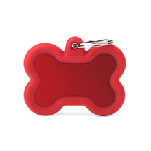 Load image into Gallery viewer, MY FAMILY ALUMINUM BONE RED/RED RUBBER TAG
