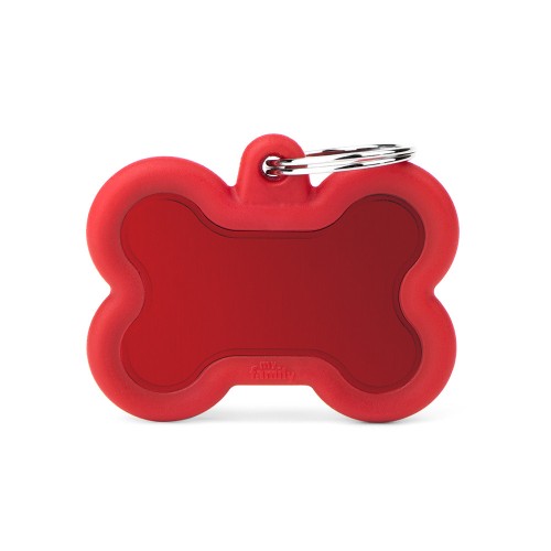 MY FAMILY ALUMINUM BONE RED/RED RUBBER TAG