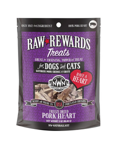 NORTHWEST NATURALS RAW REWARDS FREEZE-DRIED PORK HEARTS 3OZ