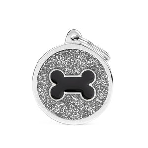 MY FAMILY GLITTER CIRCLE BLACK/WHITE BONE BIG TAG
