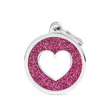 Load image into Gallery viewer, MY FAMILY GLITTER CIRCLE PINK/WHITE HEART BIG TAG
