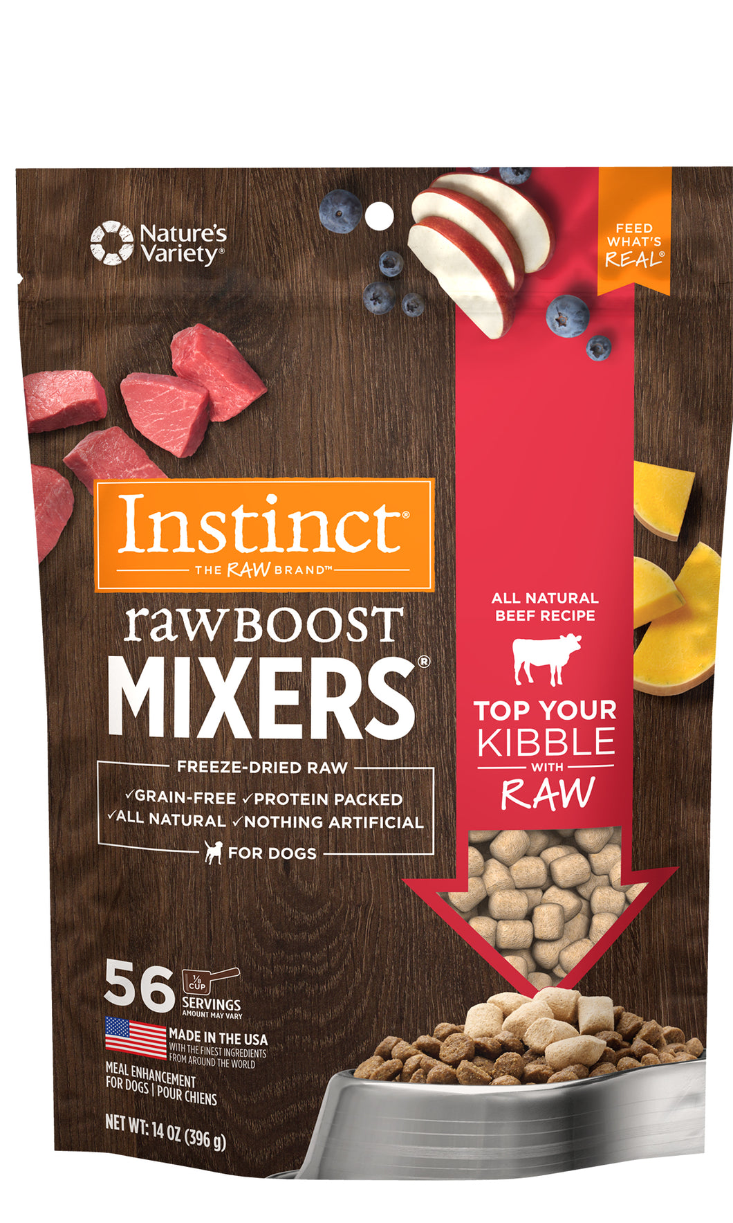 NATURES VARIETY FREEZE DRIED RAW BOOST MIXER BEEF DOG 396G