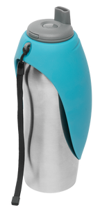 MESSY MUTTS STAINLESS STEEL TRAVEL WATER BOTTLE BLUE