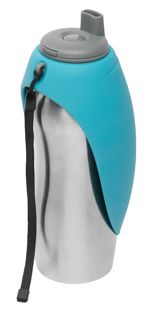 MESSY MUTTS STAINLESS STEEL TRAVEL WATER BOTTLE BLUE