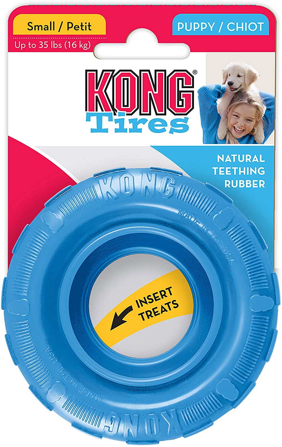 KONG PUPPY TIRES PINK/BLUE SM