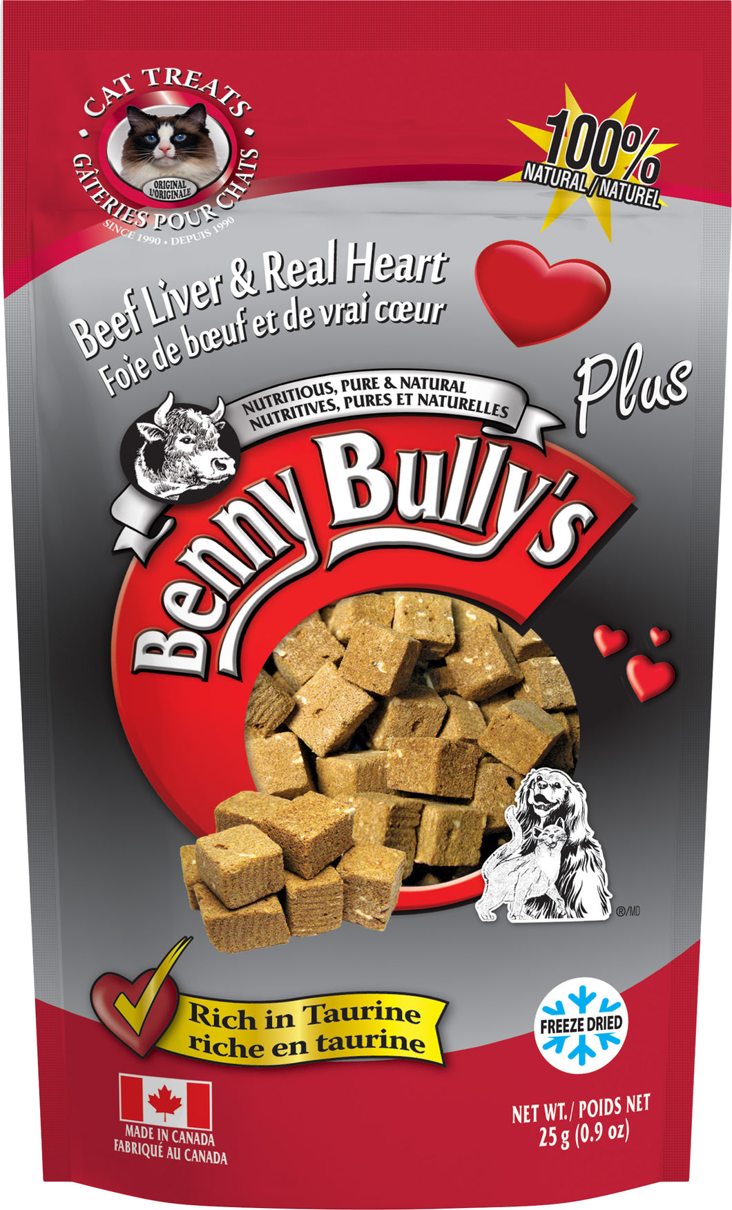 BENNY BULLYS PLUS HEART CAT TREATS 25G