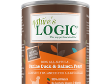 Load image into Gallery viewer, NATURE&#39;S LOGIC DUCK/SALMON DOG CAN 13.2OZ
