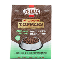Load image into Gallery viewer, PRIMAL RAW TOPPERS BUTCHER&#39;S BLEND CHICKEN DOG 2LB

