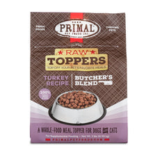 Load image into Gallery viewer, PRIMAL RAW TOPPERS BUTCHER&#39;S BLEND TURKEY DOG 2LB
