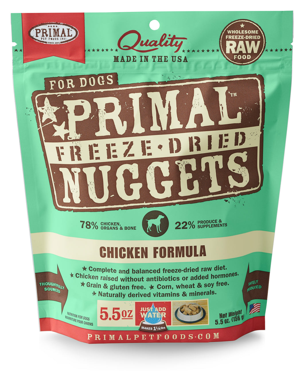 PRIMAL FREEZE DRIED CHICKEN DOG 5.5OZ