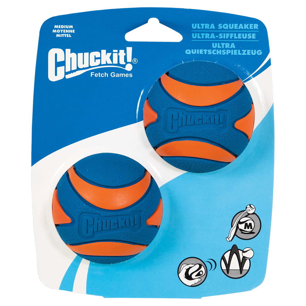 CHUCK IT ULTRA SQUEAKER BALL 2PK MEDIUM