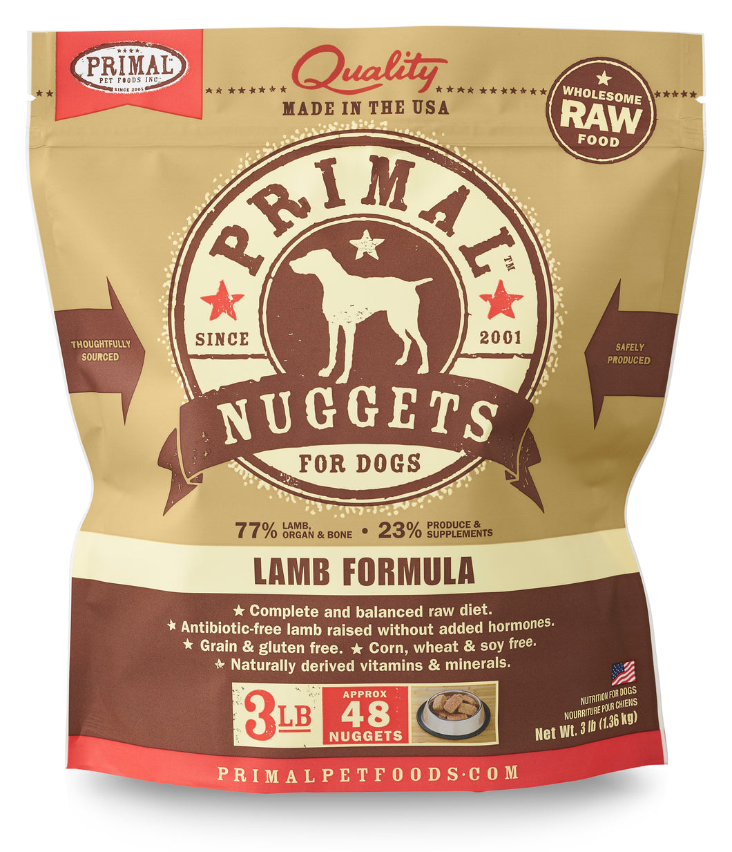 PRIMAL RAW FROZEN LAMB NUGGETS DOG 3LB