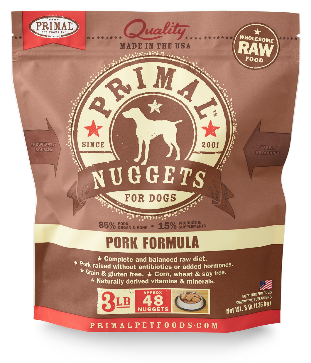 PRIMAL RAW FROZEN PORK NUGGETS DOG 3LB