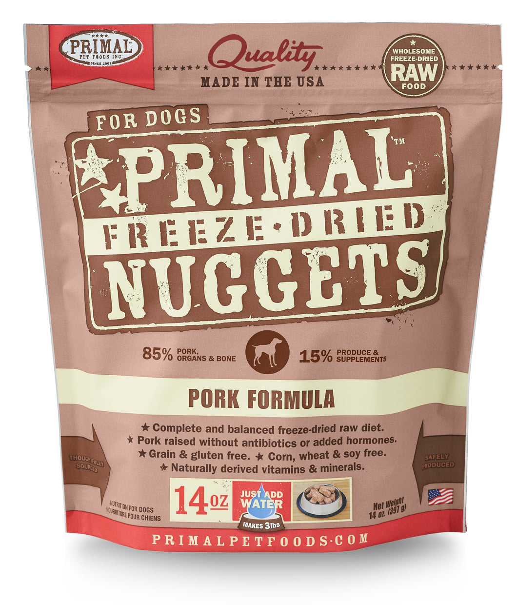 PRIMAL FREEZE DRIED PORK DOG 14OZ