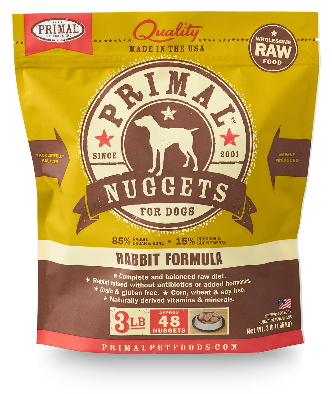 PRIMAL RAW FROZEN RABBIT NUGGETS DOG 3LB