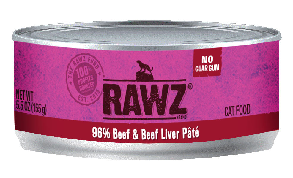 RAWZ 96% BEEF/LIVER PATE CAT CAN 156G