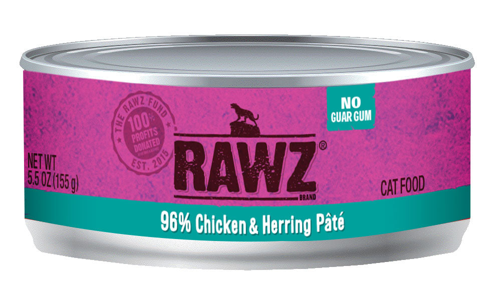 RAWZ 96% CHICKEN/HERRING PATE CAT CAN 156G