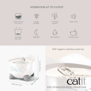 HAGEN CATIT PIXI FOUNTAIN STAINLESS STEEL WHITE