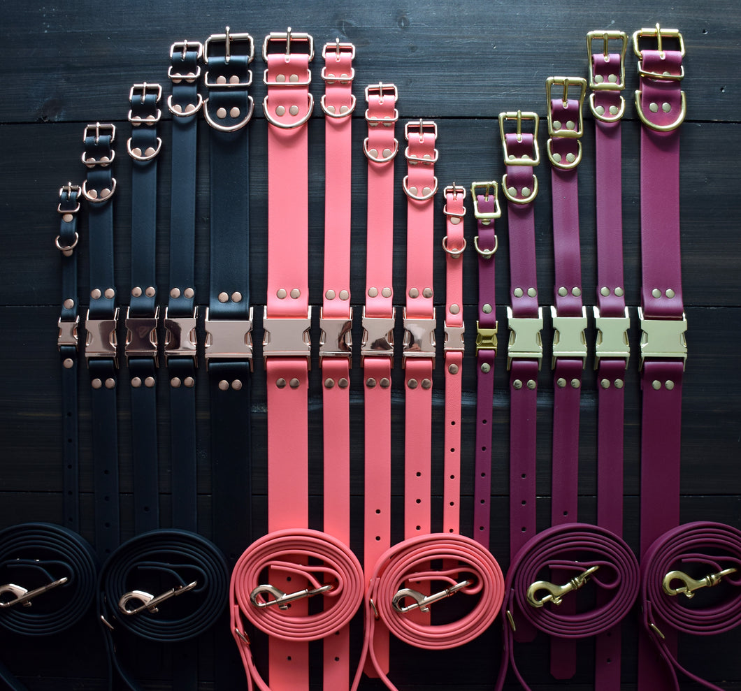 DOGDOG GOOSE BIOTHANE LEASH BLACK/ROSE GOLD 6'