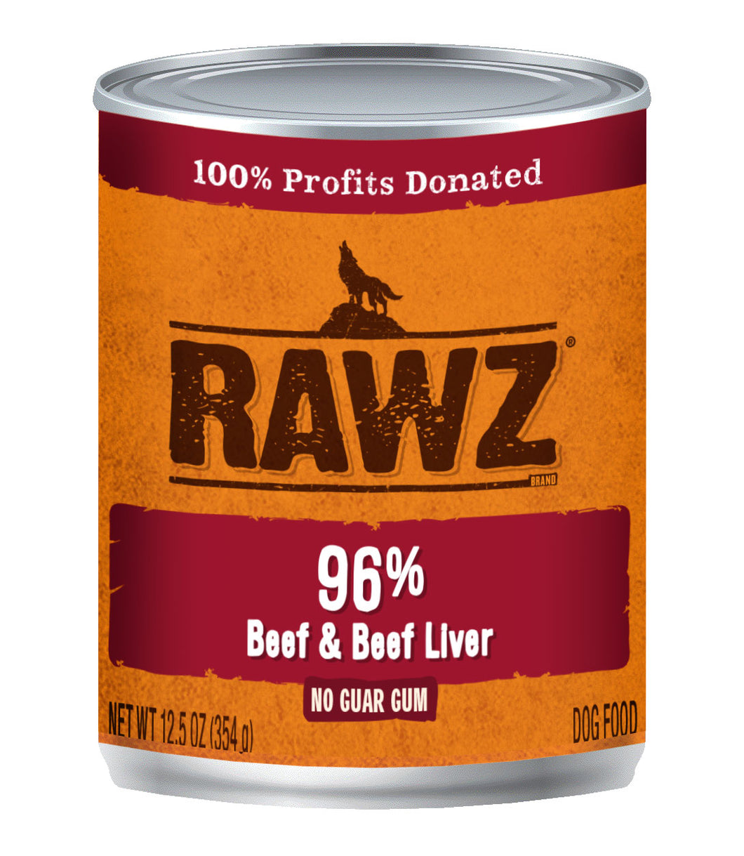 RAWZ 96% BEEF/LIVER DOG CAN 354G