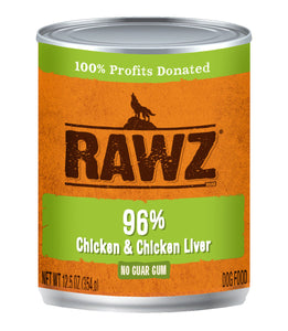 RAWZ 96% CHICKEN/LIVER DOG CAN 354G