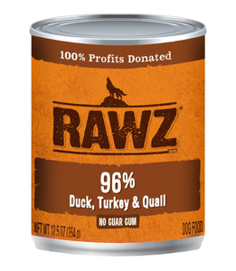 RAWZ 96% DUCK/TURKEY/QUAIL DOG CAN 354G