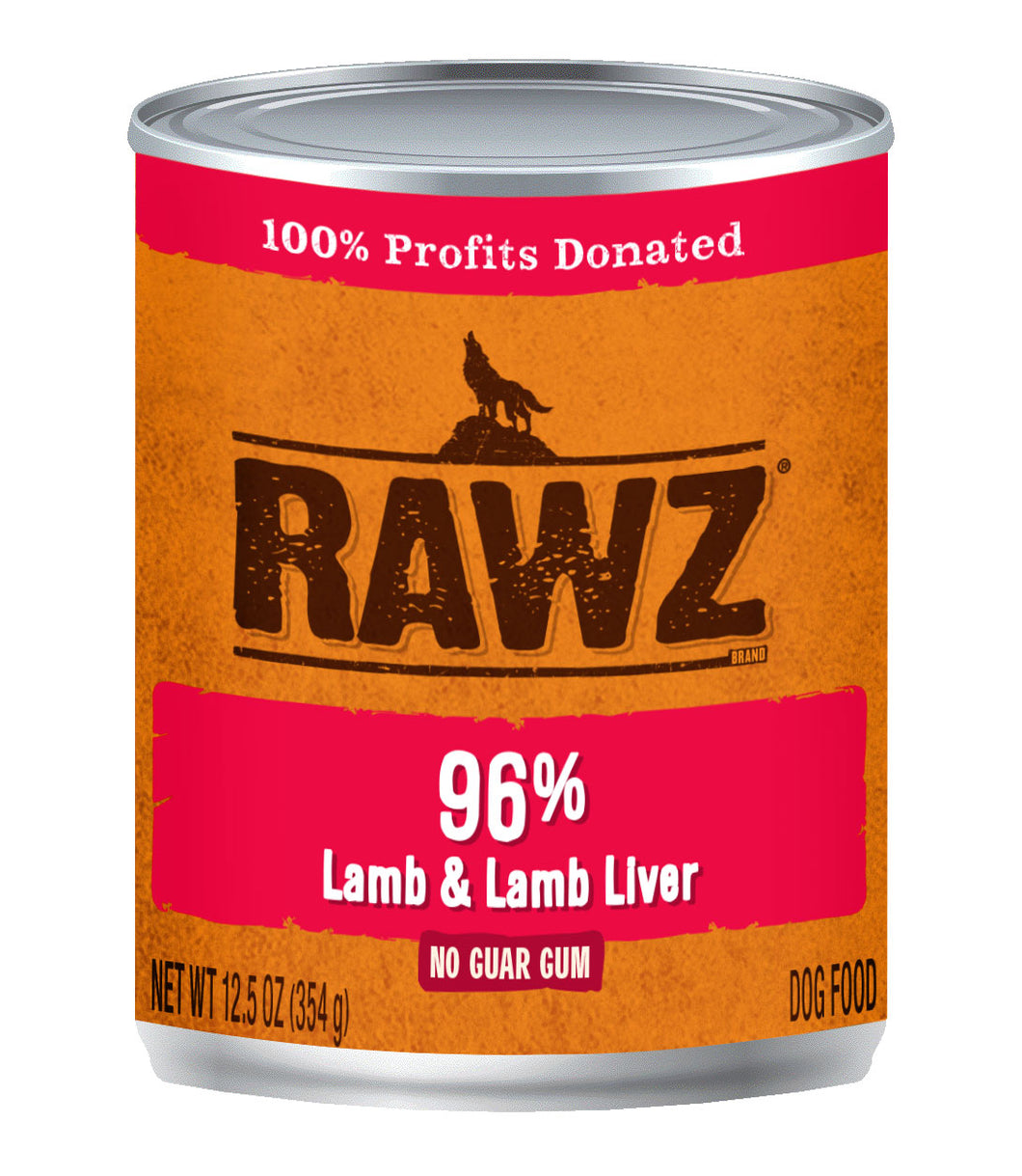 RAWZ 96% LAMB/LIVER DOG CAN 354G