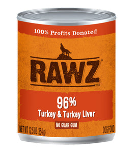 RAWZ 96% TURKEY/LIVER DOG CAN 354G