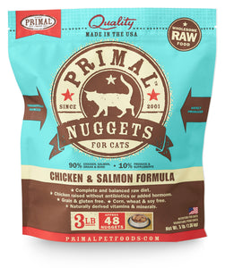 PRIMAL RAW FROZEN CHICKEN/SALMON NUGGETS CAT 3LB