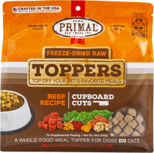 Load image into Gallery viewer, PRIMAL TOPPER FREEZE DRIED CUPBOARD CUTS BEEF 18OZ

