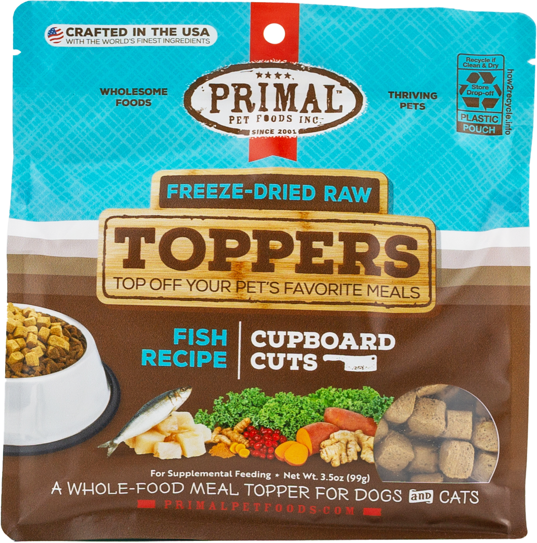 PRIMAL TOPPER FREEZE DRIED CUPBOARD CUTS FISH 3.5OZ