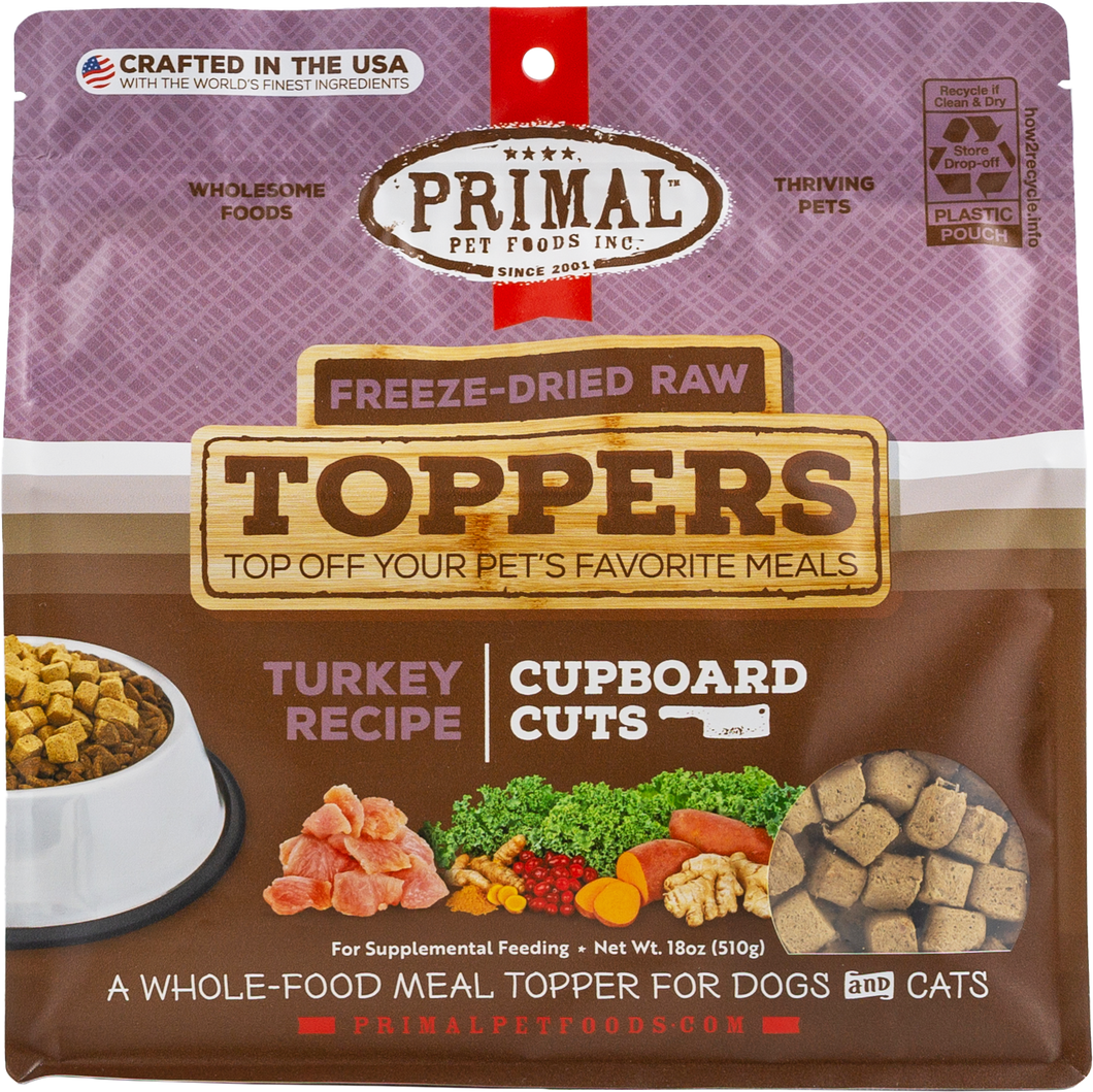 PRIMAL TOPPER FREEZE DRIED CUPBOARD CUTS TURKEY 18OZ
