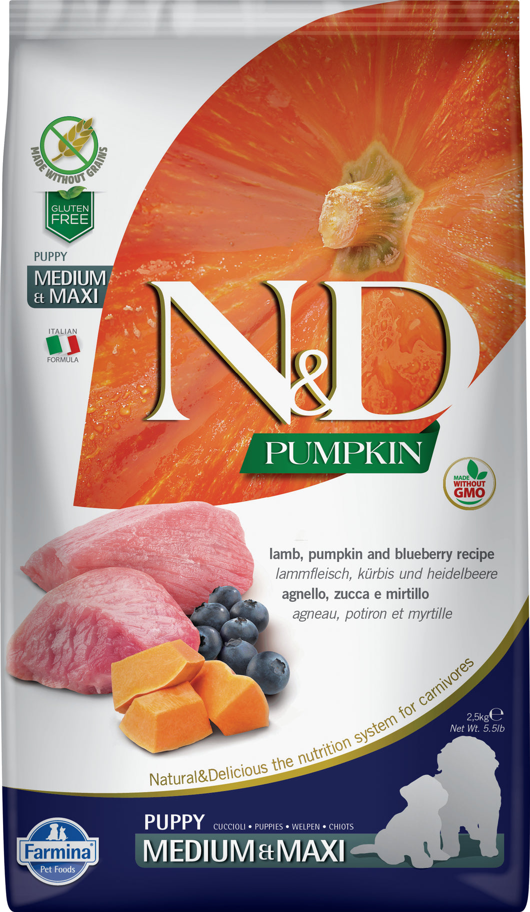 FARMINA PUMPKIN LAMB/BLUEBERRY PUPPY MED/MAX 2.5KG