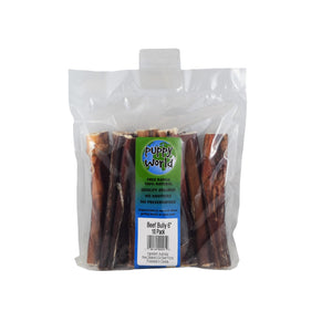 PUPPY WORLD NEW ZEALAND BEEF BULLY 6" VALUE PACK 10 PC