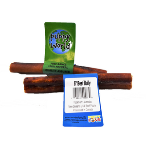 PUPPY WORLD NEW ZEALAND BEEF BULLY 6" VALUE PACK 10 PC
